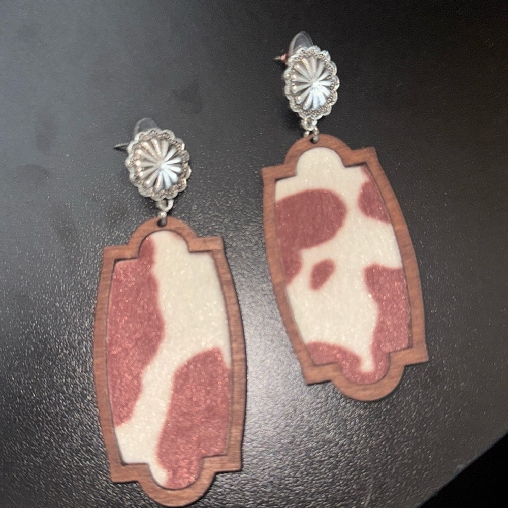 Cowhide earrings western country jewelry for women